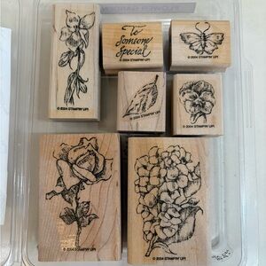 Stampin' Up! Flower Garden Set 7 Wood Stamps 2004